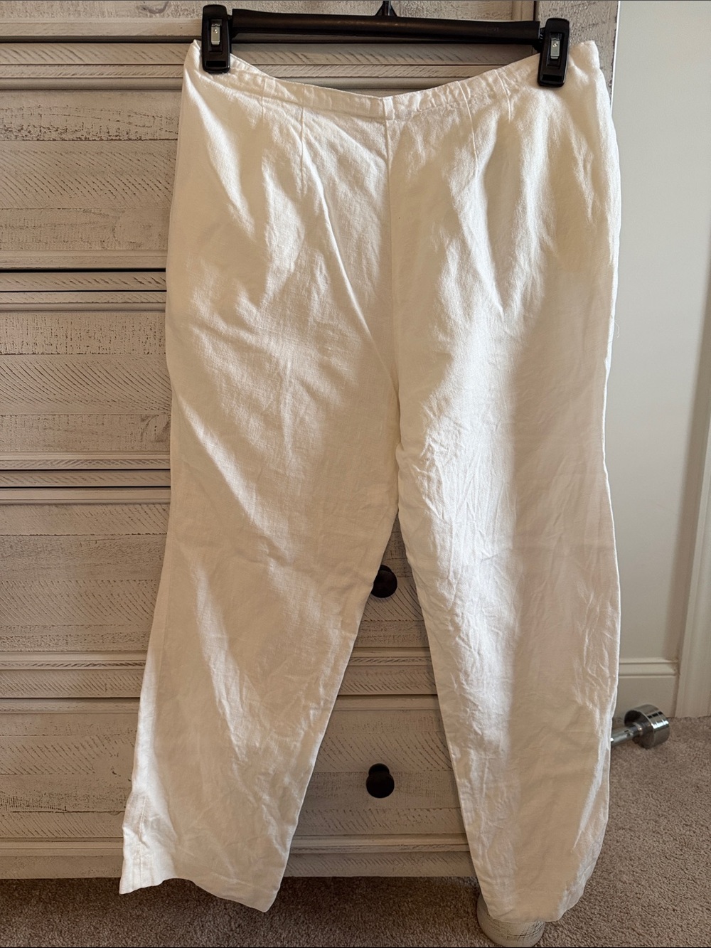 Talbots Linen Ankle Pants in White Size 12 Petite Like New
